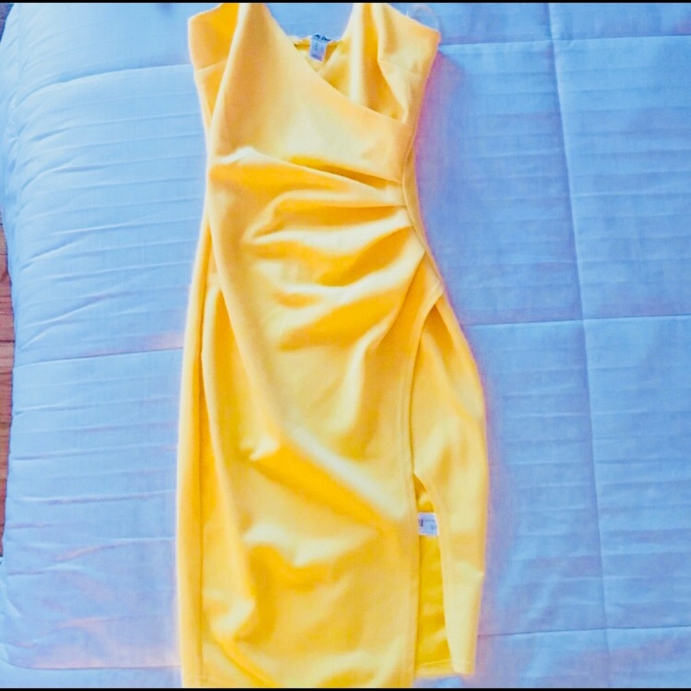 Yellow Elegant Cocktail Dress